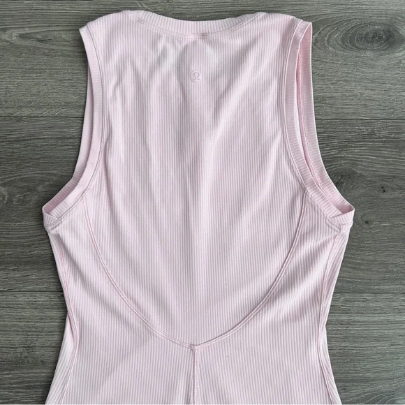 LULULEMON All Aligned Ribbed Midi Dress Size 2 Pastel Pink Nulu Stretch Bodycon - Picture 5 of 7